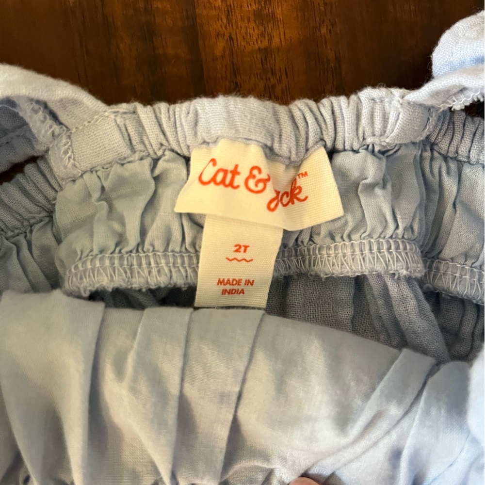 Cat & Jack Flutter Sleeve Linen Dress Light Blue 2T - Picture 2 of 3